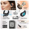 pTron Bassbuds Trendz Open Ear Wireless Earbuds, SafeBeats Design, HD Mics & TruTalk AI-ENC Calls, 45Hrs Playtime, App Support, 14.2mm Drivers, BT6.0 Headphones, Type C Charging & IPX5 (Pearl Black)