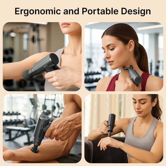pTron Revivo Z1 Deep Tissue Massage Gun for Muscles Pain Relief, 6-speed Intensity, 3000mAh Battery, 4 Massage Heads, Lightweight & Portable Full Body Gun Massager, Type C Charging (Black)