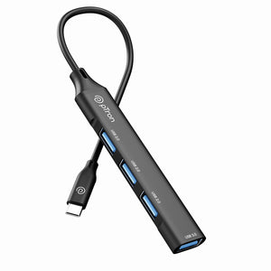 pTron Nexo 4 in 1 Type-C USB, Type C Multiport Adapter with 1 x USB 3.0 & 3 x USB 2.0 Ports, 5 Gbps High Speed Data Transfer for Laptop, MacBook, PC, Portable Design with Metal Case (Obsidian)