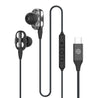 pTron Boom Play X4 Dual Driver in-Ear Type C Wired Earphones with in-line HD Mic, Music Call Control, Ergo-fit, 1.2m Tangle-Free Cable, Wide Compatibility (Obsidian)