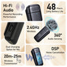 pTron KWM-2 Type C Wireless Microphone with Charging case w/Noise Cancellation, 48Hrs Battery, 20m Wireless Range, Collar Mic for DSLR/iPhone/Android, Vlog, Streaming/Zoom Meeting (Obsidian)