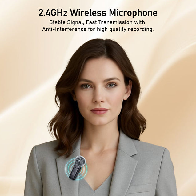 pTron KWM-2 Type C Wireless Microphone with Charging case w/Noise Cancellation, 48Hrs Battery, 20m Wireless Range, Collar Mic for DSLR/iPhone/Android, Vlog, Streaming/Zoom Meeting (Obsidian)