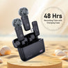 pTron KWM-2 Type C Wireless Microphone with Charging case w/Noise Cancellation, 48Hrs Battery, 20m Wireless Range, Collar Mic for DSLR/iPhone/Android, Vlog, Streaming/Zoom Meeting (Obsidian)