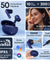 pTron Bassbuds Fury in-Ear TWS Earbuds with 13mm Drivers, 50Hrs Playtime, AI-ENC Clear Calls, Bluetooth V5.4 Wireless Headphones, Voice Assistant, Type C Charging & IPX5 Water Resistant (Royal)