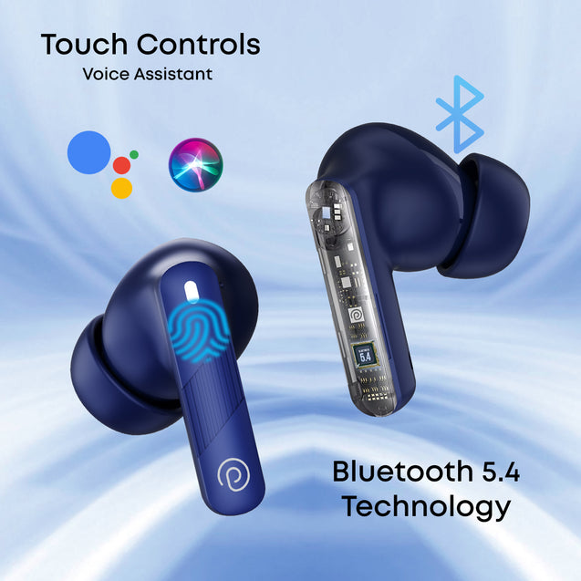 pTron Bassbuds Fury in-Ear TWS Earbuds with 13mm Drivers, 50Hrs Playtime, AI-ENC Clear Calls, Bluetooth V5.4 Wireless Headphones, Voice Assistant, Type C Charging & IPX5 Water Resistant (Royal)