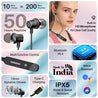 pTron Tangent Buzz w/ 50Hrs Playtime, Pristine Sound, Dual-Device Pairing, Bluetooth 5.4 Wireless in-Ear Earphones with Mic, Hall Switch Function, Voice Assistant, Type-C Fast Charging & IPX5 (Onyx)