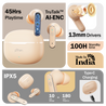pTron Bassbuds Eon in-Ear TWS Earbuds w/ 13mm Drivers, 45Hrs Playtime, Dual HD Mic & TruTalk AI-ENC Calls, Custom EQ,Mobile App, Bluetooth v6.0 Headphones,Voice Assist., Type C Charging & IPX5 (Peach)