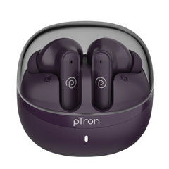 pTron Bassbuds Indie in-Ear TWS Earbuds w/ 10mm Drivers, 45Hrs Playtime, Dual HD Mic & AI-ENC Calls, Custom EQ, Mobile App, BTv5.4 Earphones, Voice Assistant, Type C Charging & IPX5 (Plum Perfect)