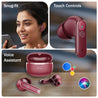 pTron Bassbuds Eon in-Ear TWS Earbuds w/ 13mm Drivers, 45Hrs Playtime, Dual HD Mic & TruTalk AI-ENC Calls, Custom EQ,Mobile App, Bluetooth v6.0 Headphones,Voice Assist., Type C Charging & IPX5 (Maroon)