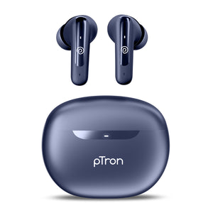 pTron Bassbuds Astra in-Ear TWS Earbuds w/Stereo Sound, 34Hrs Playtime, Stereo Calls, Custom EQ, Mobile App, BTv5.3 Headphones, Touch Control, Voice Assistant, Type C Charging & IPX4 (Navy Blue)