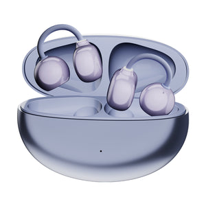 pTron Bassbuds Verse Clips Wireless Open Ear Earbuds w/SafeBeats Tech, 50Hrs Playtime, Dual HD Mics, TruTalk AI-ENC, Custom EQ, Mobile App, Pristine Sound,BTv6.0 Earclips,Type C Charging (Pearl Purple)