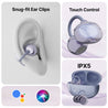 pTron Bassbuds Verse Clips Wireless Open Ear Earbuds w/SafeBeats Tech, 50Hrs Playtime, Dual HD Mics, TruTalk AI-ENC, Custom EQ, Mobile App, Pristine Sound,BTv6.0 Earclips,Type C Charging (Pearl Purple)