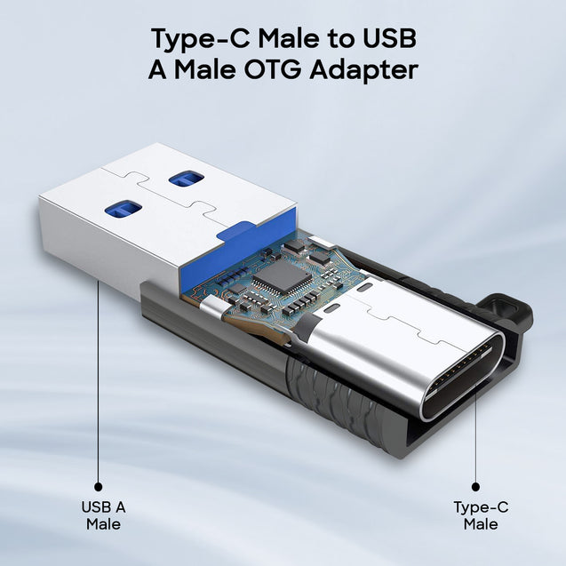 pTron Nexo USB Type C Female to USB 3.0 Male OTG Adapter, 5 Gbps High Speed Data Transfer, Compatible with Laptops/Tablets/Smartphones/Chargers, Sleek & Compact Design & Metal Alloy Build (Obsidian)