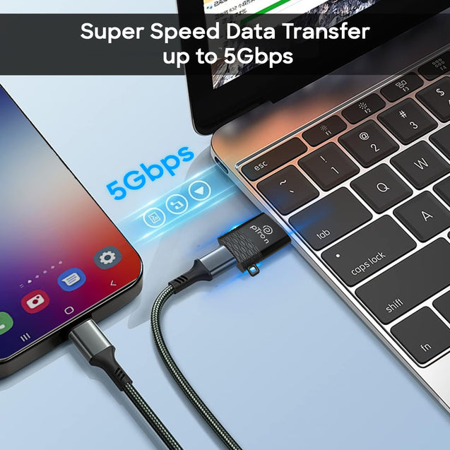 pTron Nexo USB Type C Female to USB 3.0 Male OTG Adapter, 5 Gbps High Speed Data Transfer, Compatible with Laptops/Tablets/Smartphones/Chargers, Sleek & Compact Design & Metal Alloy Build (Obsidian)