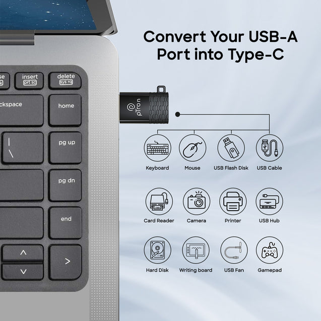 pTron Nexo USB Type C Female to USB 3.0 Male OTG Adapter, 5 Gbps High Speed Data Transfer, Compatible with Laptops/Tablets/Smartphones/Chargers, Sleek & Compact Design & Metal Alloy Build (Obsidian)