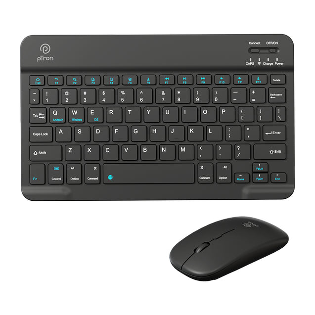 pTron Keyvo KW4 Wireless Keyboard & Mouse Combo Set, Ultra-Slim Keyboard w/ 78 Keys, Multimedia Keys, BT Mouse w/ 1600 DPI Precision Optical Sensor, Compatible with Tablets/Smartphones/PC (Sable)