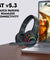 pTron Studio Sports Wireless BT Gaming Over-Ear Headphones, 30MS Low-Latency for Thrilling Gaming Experience, RGB Lights, Boom HD Mic w/AI ENC, 60Hr Playtime, Punchy Sound, Type-C Fast Charging(Sable)