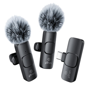 pTron KWM-1 Omnidirectional Type C Wireless Microphone w/DSP Noise Cancellation, Plug & Play, 25m Wireless Range, Lapel Wireless Collar Mic for Video Recording, Supports Type C Android, iPhone (Onyx)