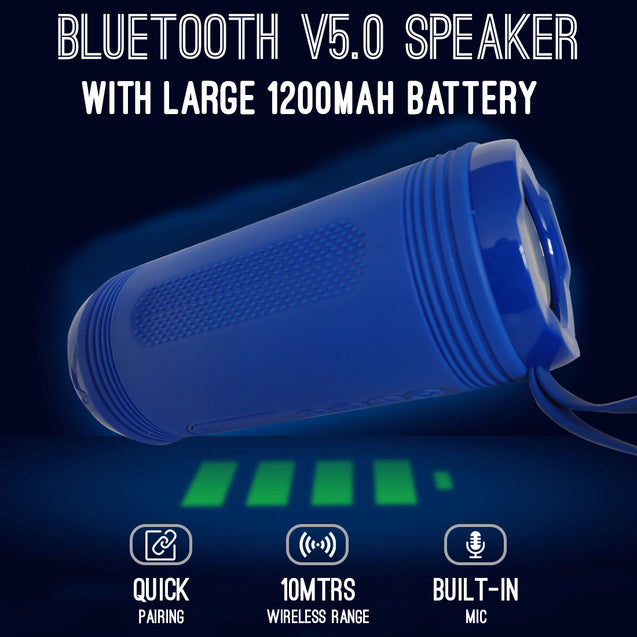 pTron Quinto Evo 8W Wireless Bluetooth Speaker w/ 12Hrs Playtime, Multi-Play Modes BT5.0/3.5mm Aux/Micro SD Card/USB Drive Slots, Integrated Music & Call Controls, Portable, TWS Feature (Royal Blue)