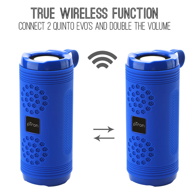 pTron Quinto Evo 8W Wireless Bluetooth Speaker w/ 12Hrs Playtime, Multi-Play Modes BT5.0/3.5mm Aux/Micro SD Card/USB Drive Slots, Integrated Music & Call Controls, Portable, TWS Feature (Royal Blue)