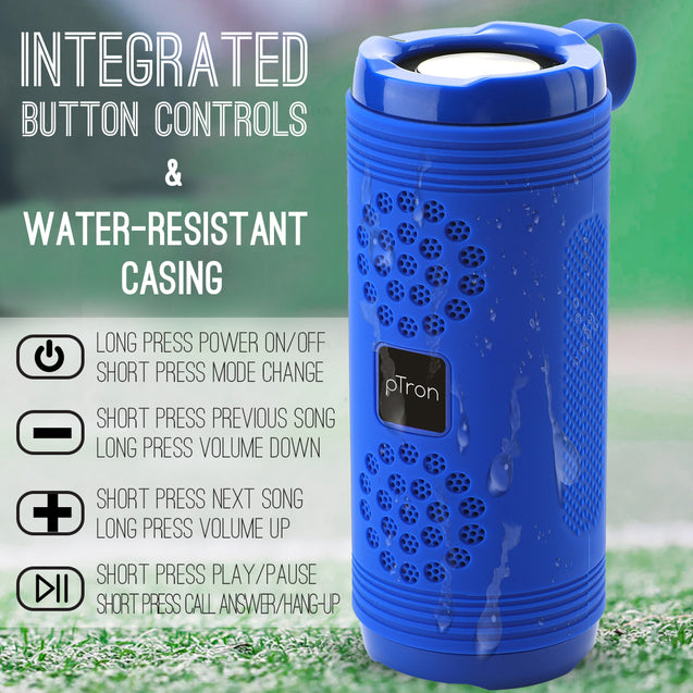 pTron Quinto Evo 8W Wireless Bluetooth Speaker w/ 12Hrs Playtime, Multi-Play Modes BT5.0/3.5mm Aux/Micro SD Card/USB Drive Slots, Integrated Music & Call Controls, Portable, TWS Feature (Royal Blue)