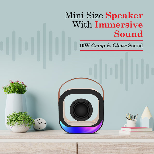 pTron Fusion Moment 10W Mini Bluetooth Speaker with Immersive Sound, Transparent Design, Vivid RGB Lights, 6Hrs Playtime, Bluetooth V5.3, TWS Pairing & Type C Charging Port (Ivory)