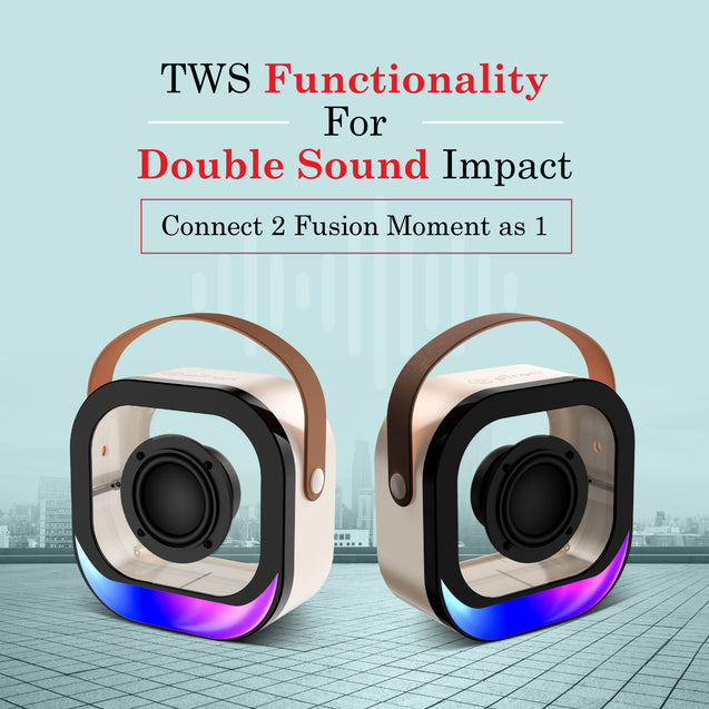 pTron Fusion Moment 10W Mini Bluetooth Speaker with Immersive Sound, Transparent Design, Vivid RGB Lights, 6Hrs Playtime, Bluetooth V5.3, TWS Pairing & Type C Charging Port (Ivory)