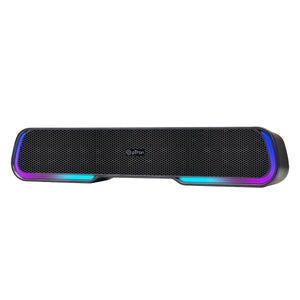 pTron Fusion One 14W Bluetooth Soundbar Speaker, 20Hrs Playback Time, Vivid 10 RGB Modes, Mini Soundbar for Phones/TV/Laptops/Tablets, Multi Modes BT5.3/3.5mm Aux/TF Card/USB/ (Obsidian)