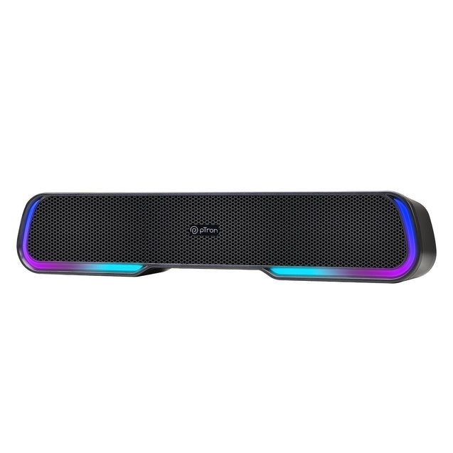 pTron Fusion One 14W Bluetooth Soundbar Speaker, 20Hrs Playback Time, Vivid 10 RGB Modes, Mini Soundbar for Phones/TV/Laptops/Tablets, Multi Modes BT5.3/3.5mm Aux/TF Card/USB/ (Obsidian)