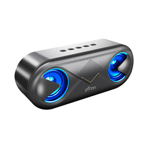 pTron Fusion 10W Bluetooth Speaker, Pristine Stereo Sound, 10Hrs Playtime, Bluetooth 5.0 Speaker, Portable Design, Multi-Play Modes BT/3.5mmAux/TF Card/USB Ports, Integrated Controls (Raven)