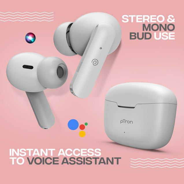pTron Basspods P81 TWS Earbuds (White)