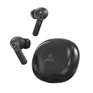pTron Bassbuds Tunes V2 In-Ear TWS Earbuds with Stereo Sound, 40Hrs Playtime, Stereo Calls, Bluetooth V5.3 Headphones with Quick Pairing, Touch Control, Voice Assistant, Type C Charging & IPX5 Water Resistant (Black)