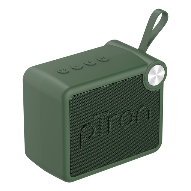 pTron Musicbot Pop V2 7W Bluetooth Speaker with Pristine Sound, Alluring Bass, 6hrs Playtime, Compact Size, TWS Feature, Multi-Playback Modes-BT5.4/TF Card/USB, Metal Grill & Type-C Charging (Green)