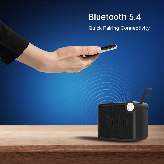 pTron Musicbot Pop V2 7W Bluetooth Speaker with Pristine Sound, Alluring Bass, 6hrs Playtime, Compact Size, TWS Feature, Multi-Playback Modes-BT5.4/TF Card/USB, Metal Grill & Type-C Charging (Black)