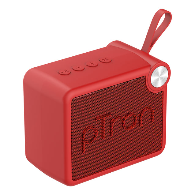pTron Musicbot Pop V2 7W Bluetooth Speaker with Pristine Sound, Alluring Bass, 6hrs Playtime, Compact Size, TWS Feature, Multi-Playback Modes-BT5.4/TF Card/USB, Metal Grill & Type-C Charging (Red)