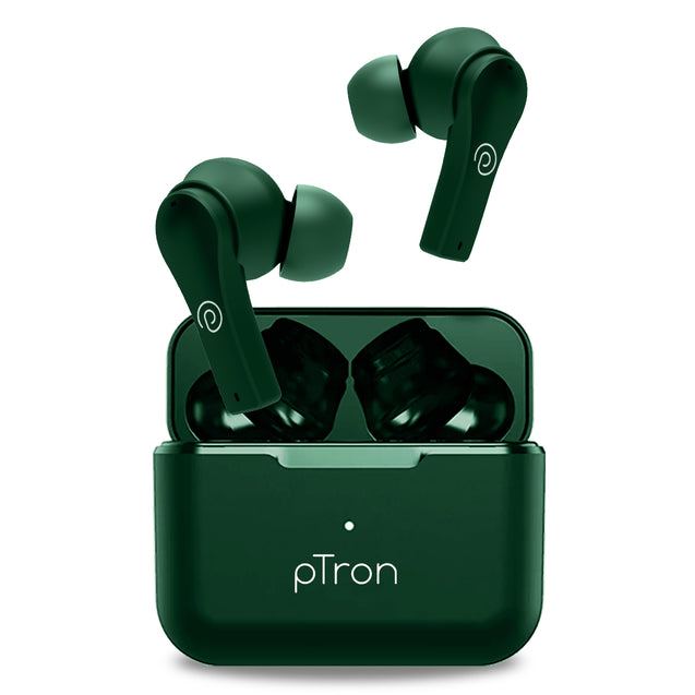 pTron Basspods Buds Plus AI-ENC TWS Earbuds (Green)