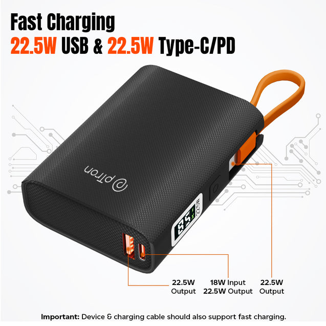 pTron Dynamo Rush 10K mAh Nano Power Bank (Black)