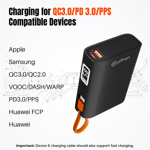 pTron Dynamo Rush 10K mAh Nano Power Bank (Black)