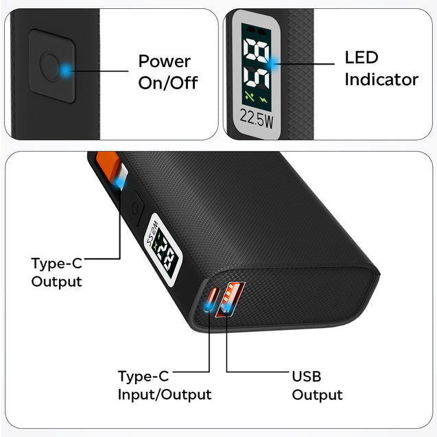 pTron Dynamo Rush 10K mAh Nano Power Bank (Black)