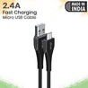 pTron Volta 12W Fast Charging USB Charger with 1m 2.4A Micro USB Cable, Made in India, BIS Certified Single Port USB Wall Adapter (Black)