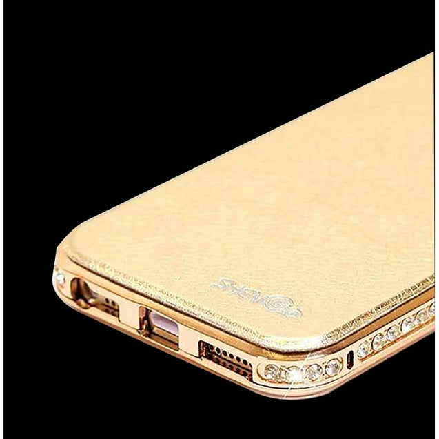 Apple IPhone 5/5S Luxury Flip Cover With Swarovski Diamond Metal Bumper (Gold)