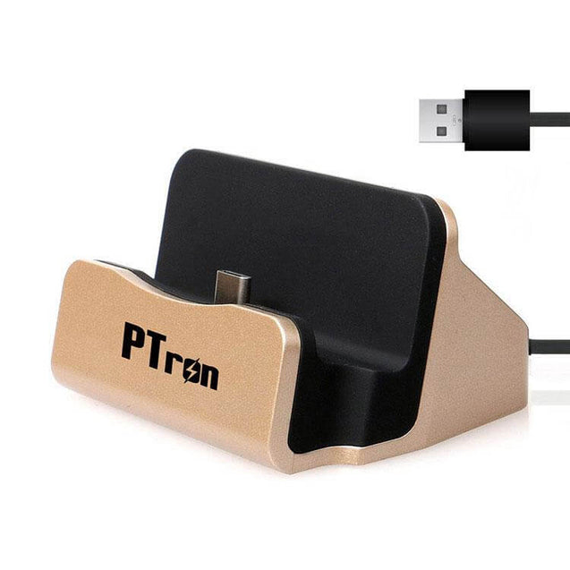 PTron Cradle USB Type C Docking Station Charger  For All Type C Compatible SmartPhones (Gold)