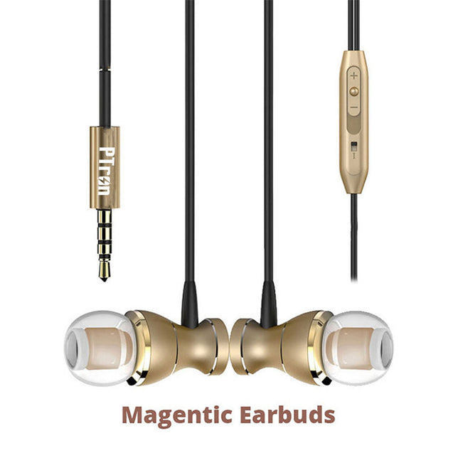 PTron Magg Best In-Ear Headphone with Noise Cancellation (Gold/Black)