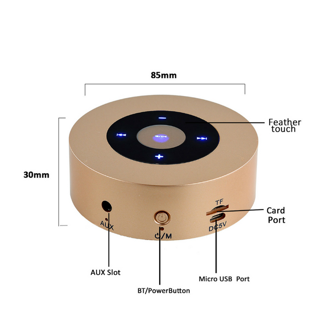 PTron Sonor Bluetooth Speaker New Fashionable Wireless Speaker For All Smartphones (Gold)