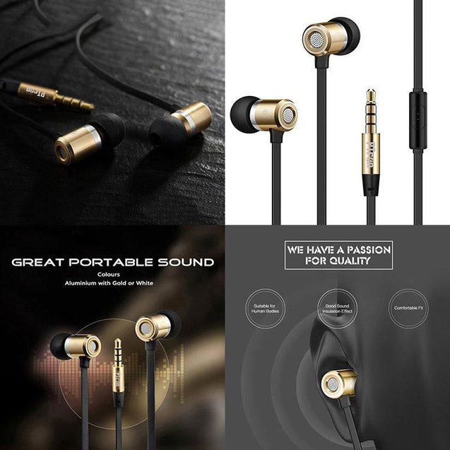 PTron Unison In Ear Headphone With Noise Cancellation For Smartphones (Gold)