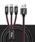 PTron Indigo 2A 3 In 1 Sync Charging Cable Jeans Cloth USB Data Cable For Smartphones (Black)