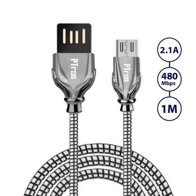 PTron Falcon Pro 2.1A USB To Micro USB Data Cable For Android Smartphones (Black)