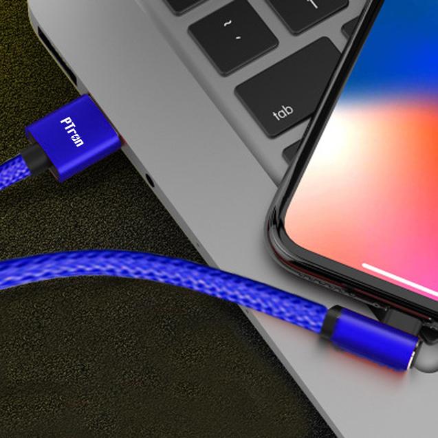 PTron Solero Lite 2A Data Cable L Shape Charging Cable For Android Smartphones (Blue)