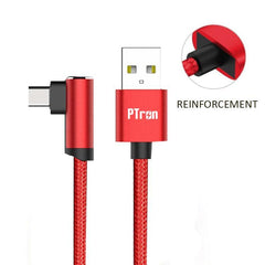 PTron Solero Lite 2A USB Data Cable L Shape Charging Cable For Type C Smartphones (Red)