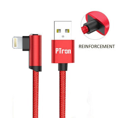 PTron Solero Lite 2A Lightning USB Data Cable L Shape Charging Cable For IOS Smartphones (Red)